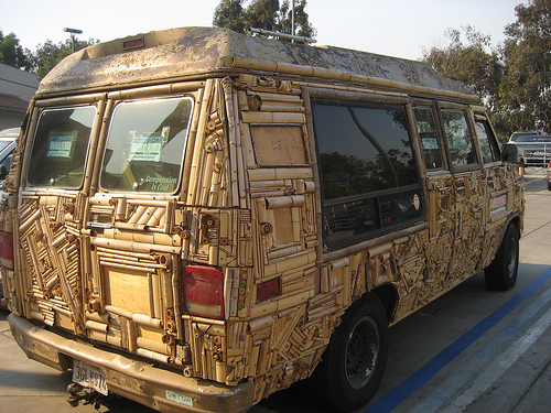 Not necessarily attractive, but creative.  Bamboo power by Bookish in North Park