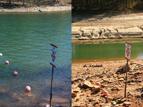 Lake Lanier, Georgia.  Water level change in 11 months.  Photo by Brian Hursey