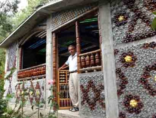 Pensioner builds house made of plastic bottles