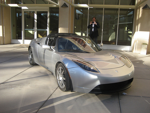 The sleek (and fast) electric powered Tesla roadster. Photo by Chance Gardener